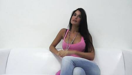 Superb brunette Nessa Devil shows her amazing body at porn casting