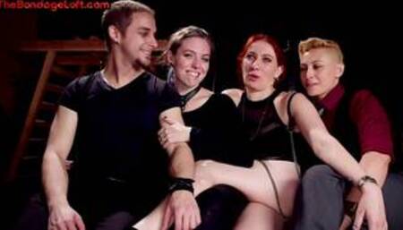 BDSM public whipping and IR pussybanging 4 upper loft sluts