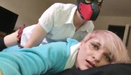 Tgirl fucked in a Snorlax Onesie