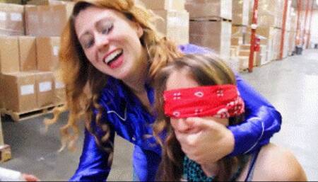 Layla, Raven and Crystal Clark in the warehouse of bondage