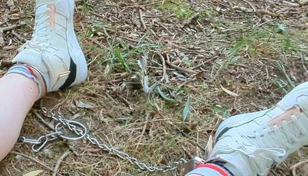 Fat sportswear gangster is tied up in Nike Jogger & Adidas midcuts