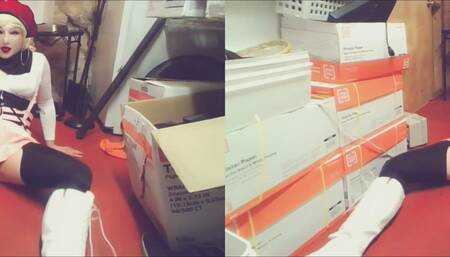 Crossdresser tease and cums on cam