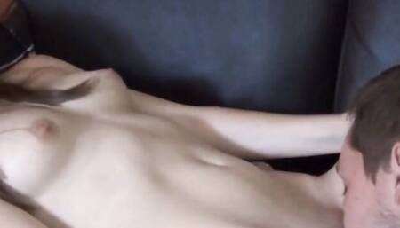 Juicy girl makes stepbrother happy with a blowjob and then rides him