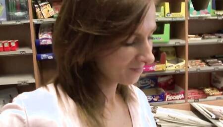 Naughty MILF blows a stranger for some cash and gives him pussy too