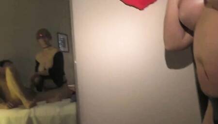 Masked mature MILFs are sucking hard cocks and fucking in 3some