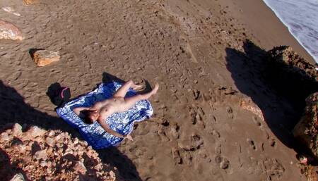 caught sunbathing naked on the stand - the punishment was a horny fuck