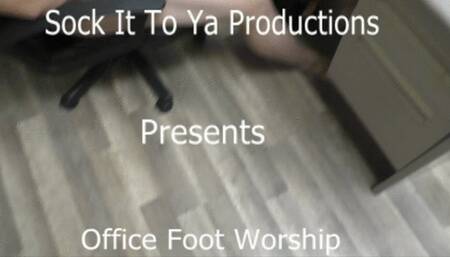 naked in office with foot slave