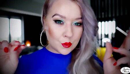 An elegant all white 120 cigarette between my lips [1080p, mp4]