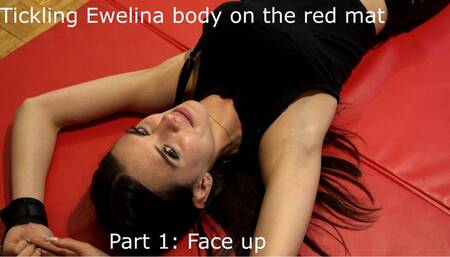 Tickling Ewelina body on the red mat Part 1 - Face up 4K