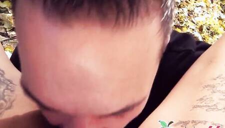 Juicy blonde gets so excited when being fucked in the open air