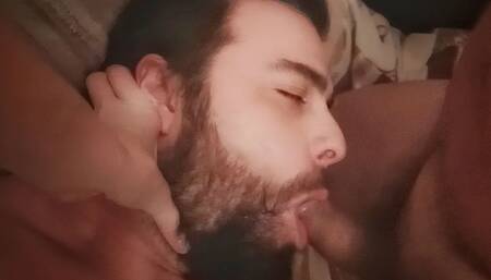 Cuckold threesome husband eat daddy's cum KellyAErick