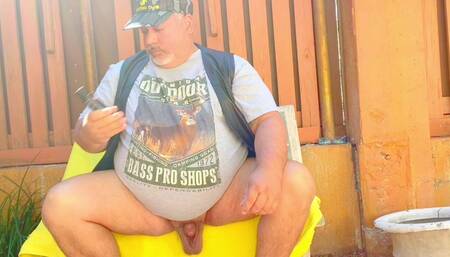Hunting redneck fat daddy bear cums secretly in his straight friends hunting cabin while he was there