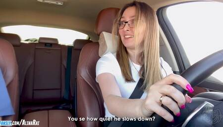 Let me thank you with a blowjob ? OK! Stepmother off her stepson for driving lessons