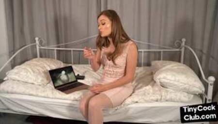 Teasing MILF in stockings talks dirty about small dicks