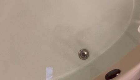 Carissa in Overall shorts and Keds in the bathtub--masturbation and orgasm fun!