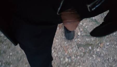 Flaccid cock out of my pants as I walk through the park