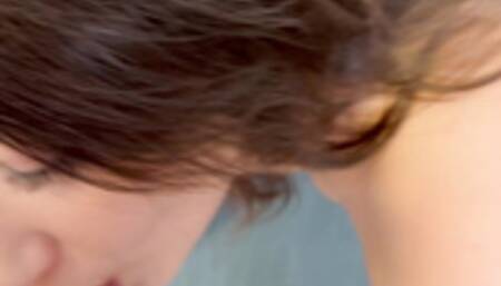 Brunette sucks me off before I fuck her