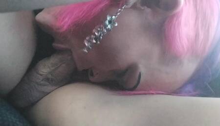 Trans-lesbian intense blowjob