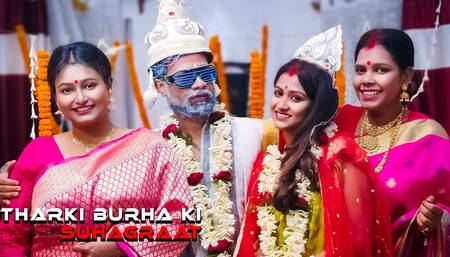 Crazy old man turns out to celebrate honeymoon with his three newly wed wives