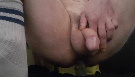 Nice skinny guy ,ride dildo for first time