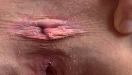 Asshole open wide close up