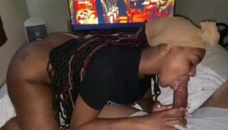 Ebony Chick Giving Good Blowjob