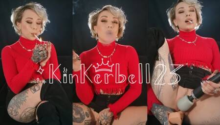 Smoking and squirting wearing Red jumper