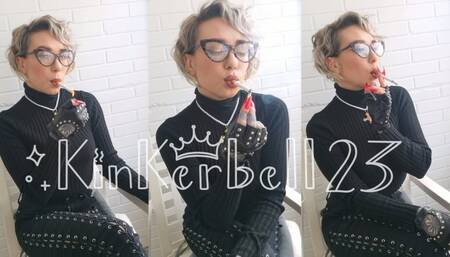 Chain-smoking in Leather gloves