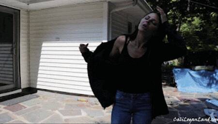 Sprayed to Strip: Cali complains through her ball gag after being hosed down, stripped nude and handcuffed