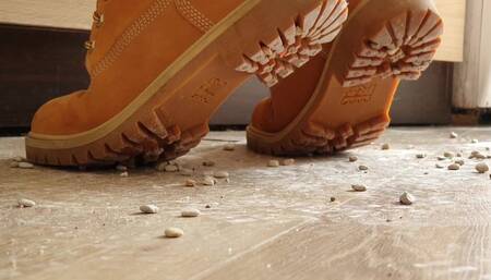 Giantess Cleaning Kitchen in Timberland Boots Pebbles Tinies on the Ground WMV