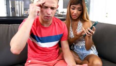 Bratty Asian teen stepsis fucks stepbro