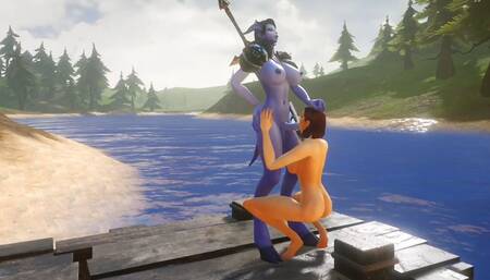 Futa Draenei Fucks a Girl's Ass next to a Lake : Warcraft Porn Parody