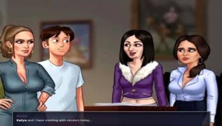 [Gameplay] Summertime Saga - Russian worker with huge tits sits on big American co...