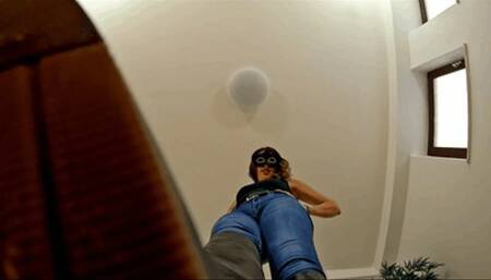 Crushing you under my boots, tiny slave!