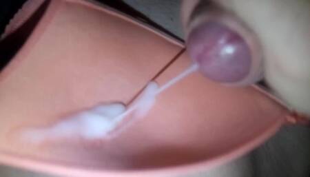 Leatransteen cum in an Orange bra