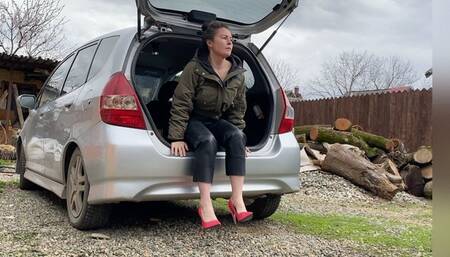 jumping in leather pants