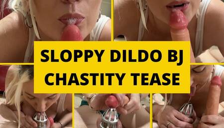 Sloppy Dildo Blowjob Chastity Tease