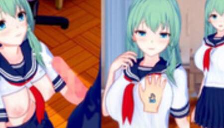 [Hentai Game Koikatsu! ]Have sex with Touhou Big tits Sanae Kochiya. 3DCG Erotic Anime Video.