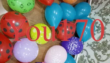 Popping balloons after the party with feet and booty