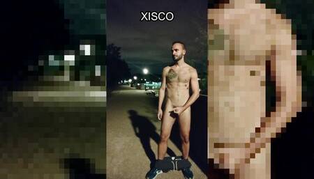 Risky jerkoff at night