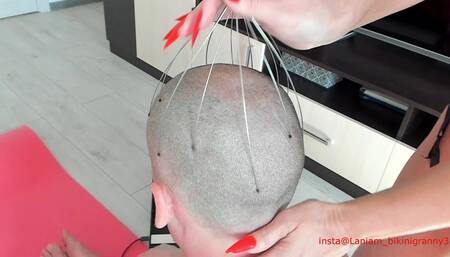 ASMR the stepmother does a head massage with long nails BDSM