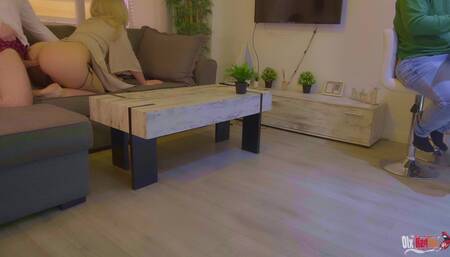 Stepmother Sucks her stepson's dick and gets fucked in the ass behind her husband's back. Cheating Wife