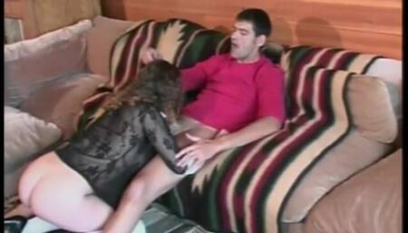 Curvy brunette gets her tight pussy fucked from behind