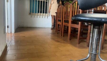 Balbina Ebony Goddess in Pantyhose and black sandals