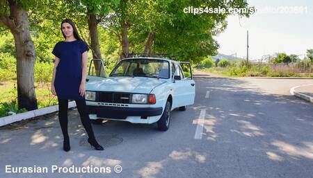 85 - Jessy Skoda drivinging in stockings & heels