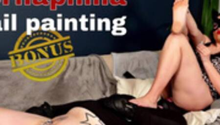 Facesitting Femdom FLR Nail Painting Toenails Forniphilia Face Sitting Dominatrix BDSM Milf Stepmom