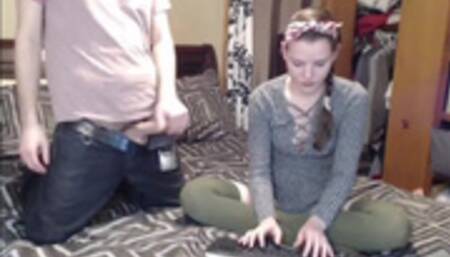 student in satin panties