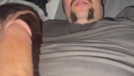 A hard dick for her to suck on a handsome mustache man