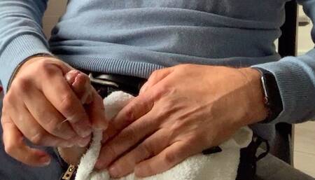 Jerking off dressed, verbal cum