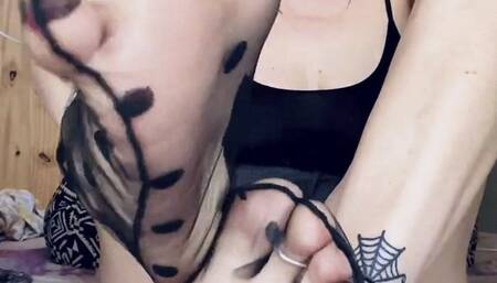 Milf nylon socks and soles tease, sock removal, red toes, foot fetish